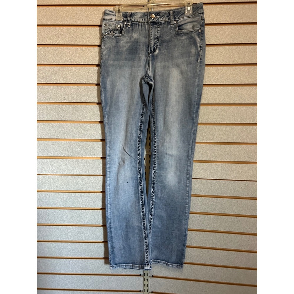 Est 1946 Denim Womens Light Wash Rhinestone Embroidered Flap Pocket Jeans Size 8